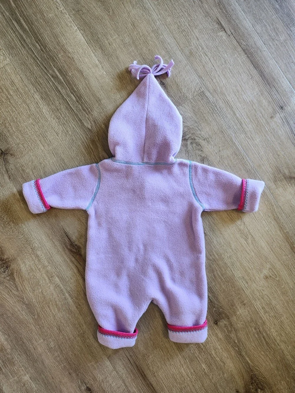 Hanna Andersson Purple Fleece Bird Hooded Fleece Baby Bunting Bodysuit